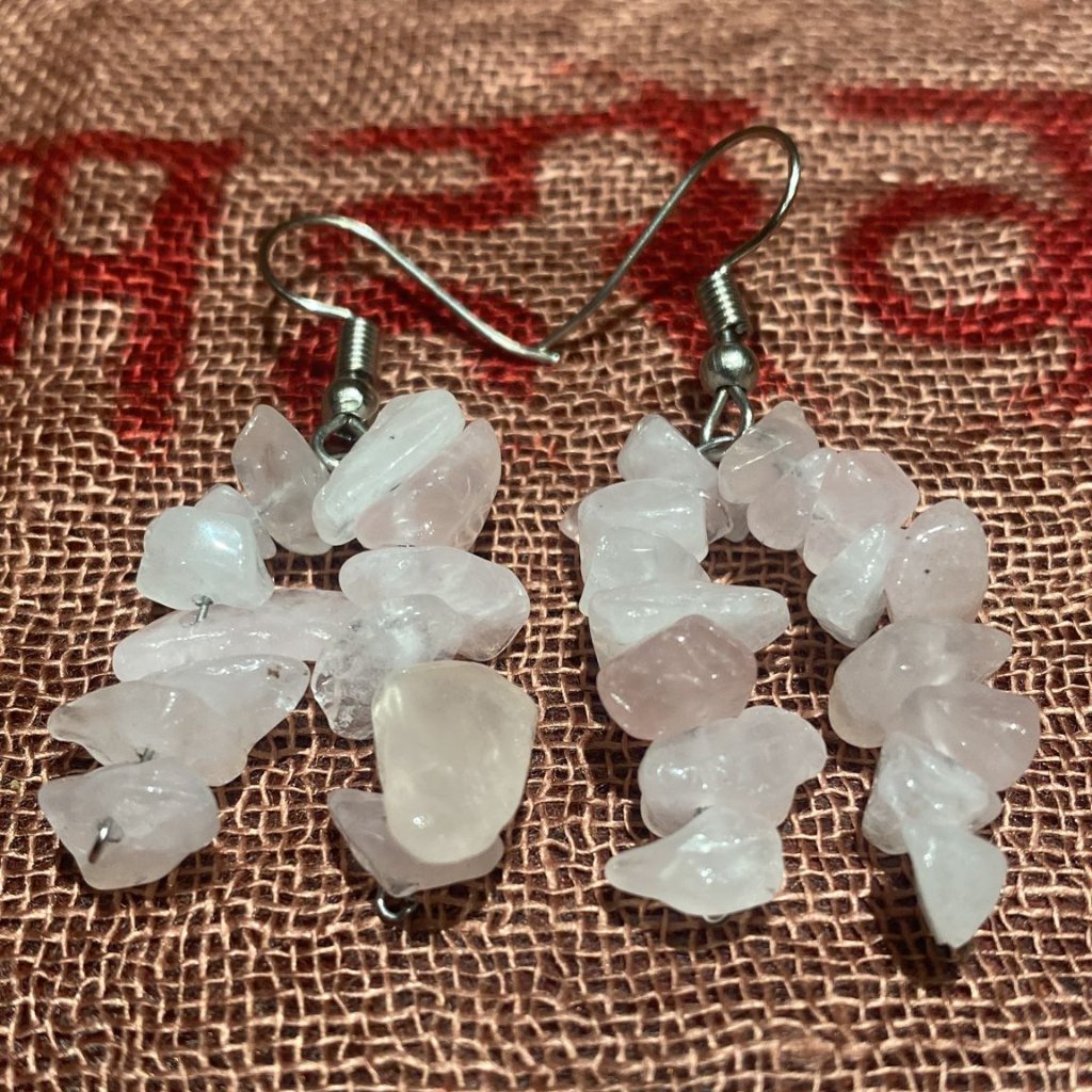 Rose Quartz Chips Dual-Strand Earrings 12$